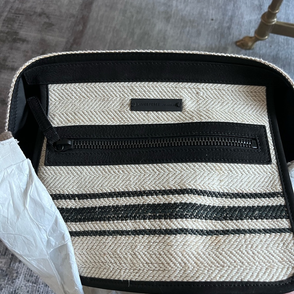 James Perse Cream Herringbone Hobo with Black Stripe - Picture 6 of 7